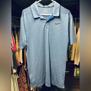 Nike Men's Striped Blue Polo Shirt